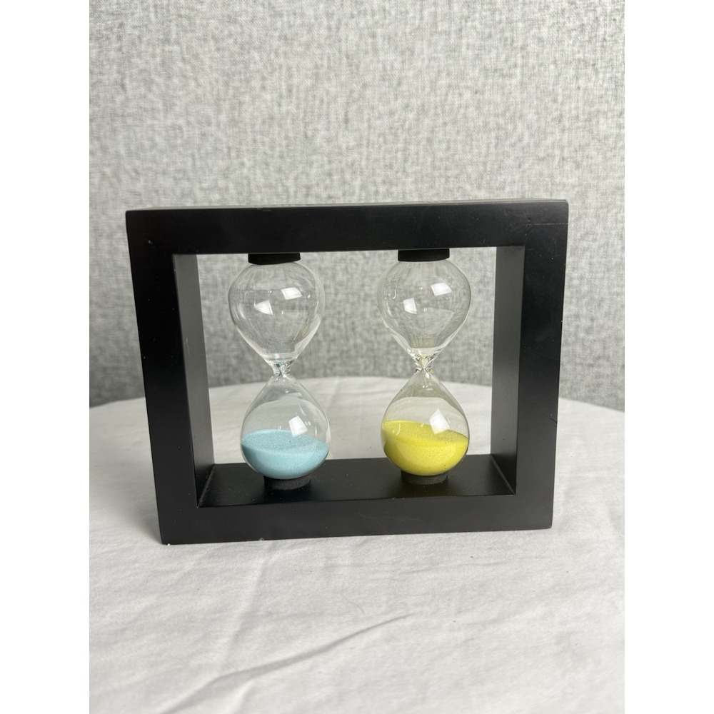 2 Hourglass‎ Timers 3min & 5min Dual Two In One Blue Yellow Black